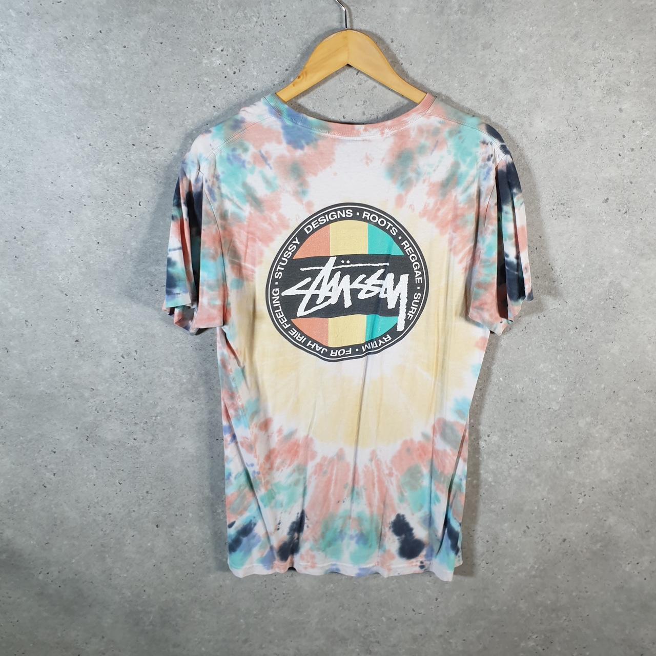 Vintage Stussy Feelin Irie Printed T Shirt Men’s Medium Tie Dye Graphic Short Sleeve Big Fish Vintage
