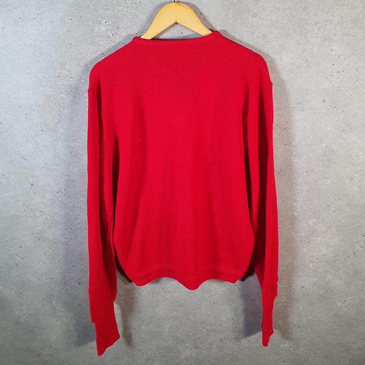 Vintage Lacoste Sweatshirt Men’s Large Red Pullover Logo Y2K Jumper Logo