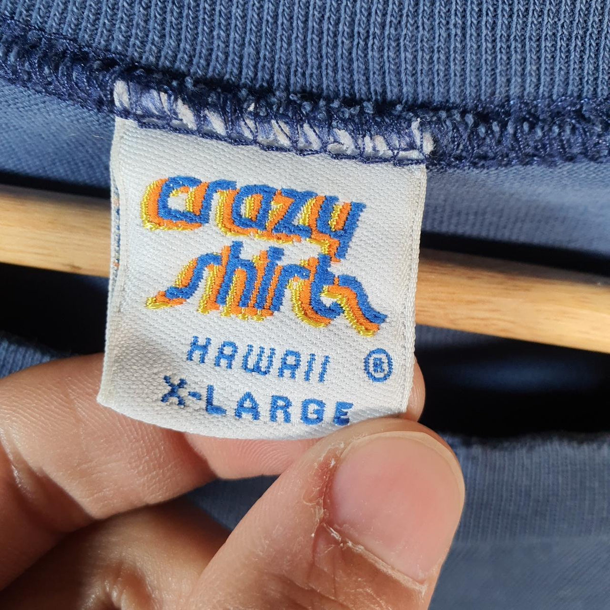 Vintage Crazy Shirts Hawaii Pohaku 90s Graphic USA Single Stitch T Shirt Men’s XL Blue C9644