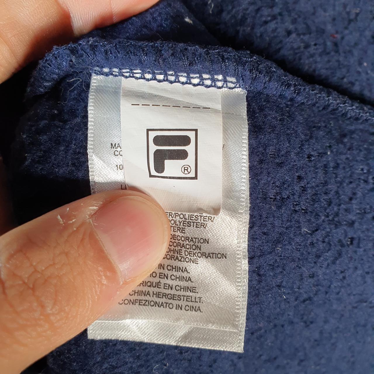 Vintage Fila Pullover Fleece Hoodie Womens Large Navy Blue Teddy Logo