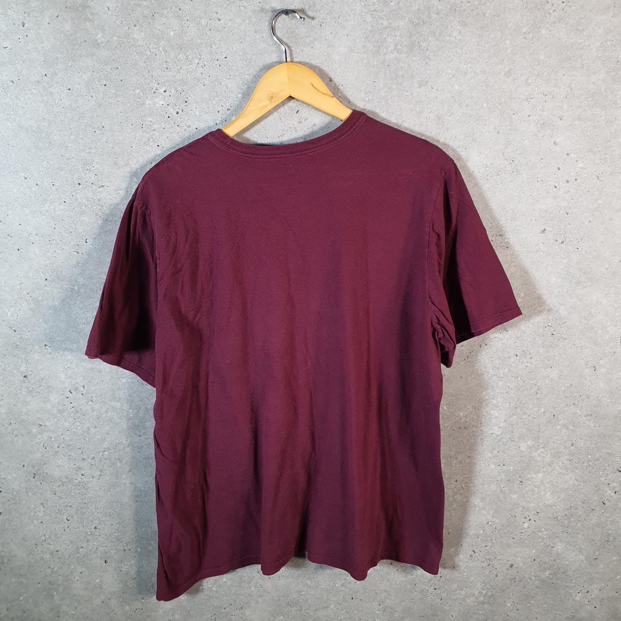 Vintage Nike Spellout T Shirt Men’s XL Burgundy Red Printed Single Swoosh Logo Athletic Big Fish Vintage