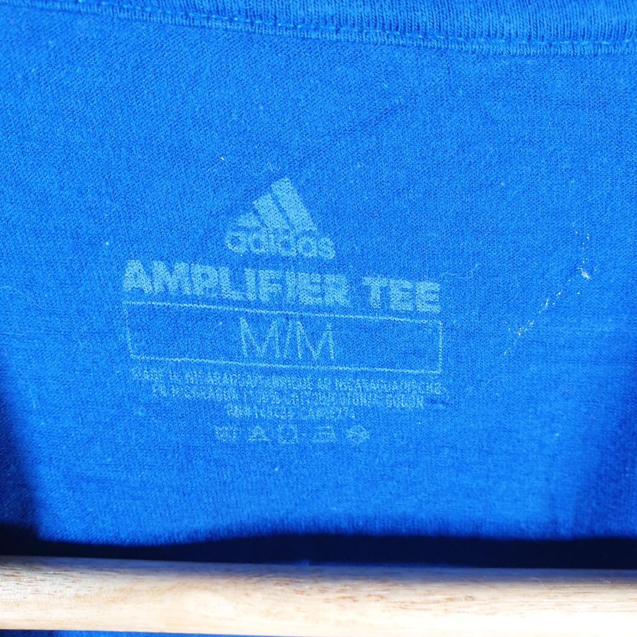 Vintage Adidas Amplifier Spellout T Shirt Men’s Medium Blue Three Stripes Logo Athletic