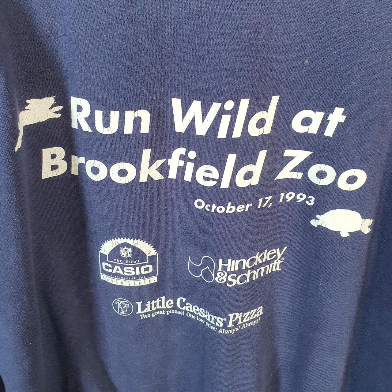 Vintage Fruit Of The Loom Brookfield Zoo Run 1993 USA Single Stitch T Shirt Men’s Large Blue