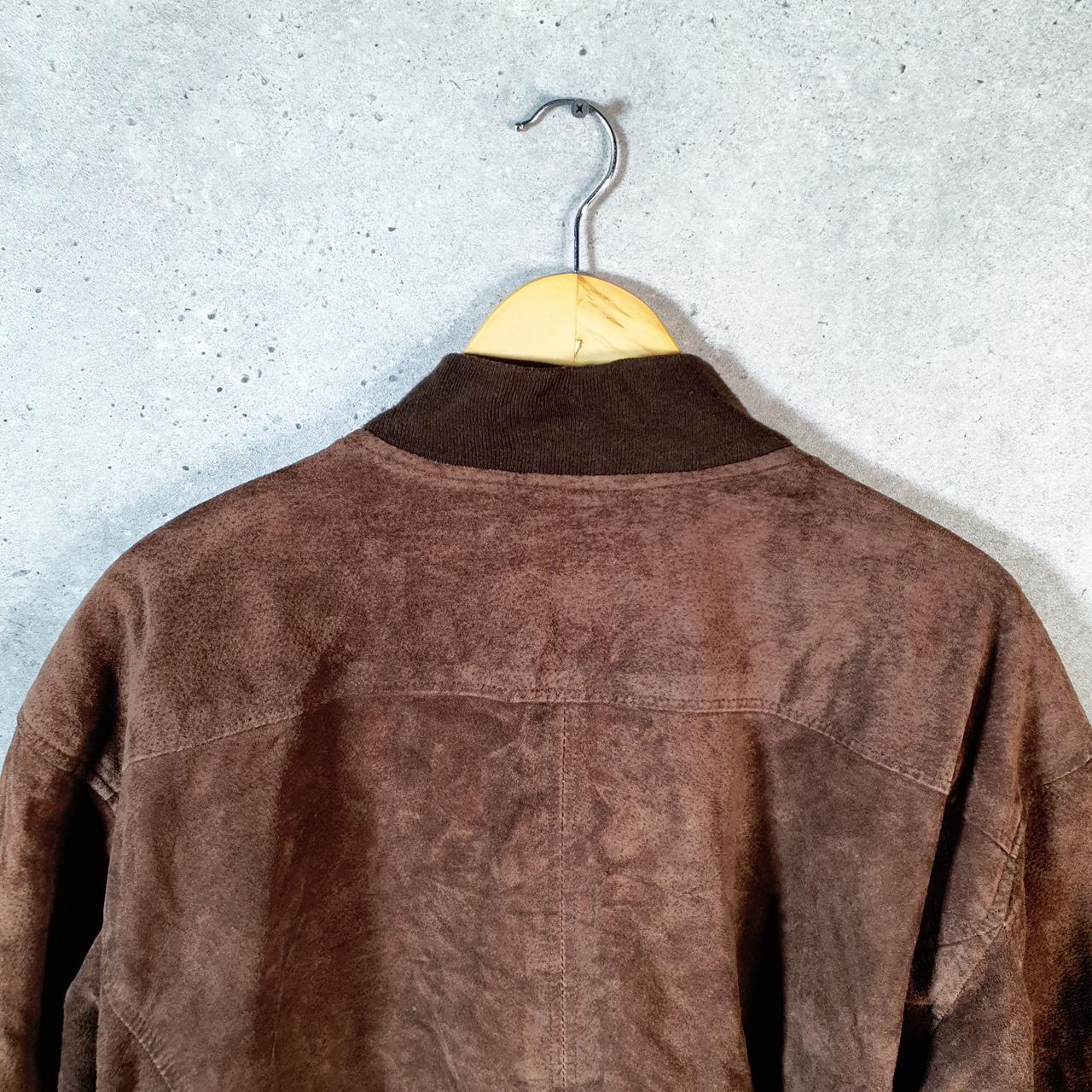 Vintage Croft & Barrow Seude Leather Bomber Jacket Mens XL Brown Hunting Utility USA Coat Big Fish Vintage
