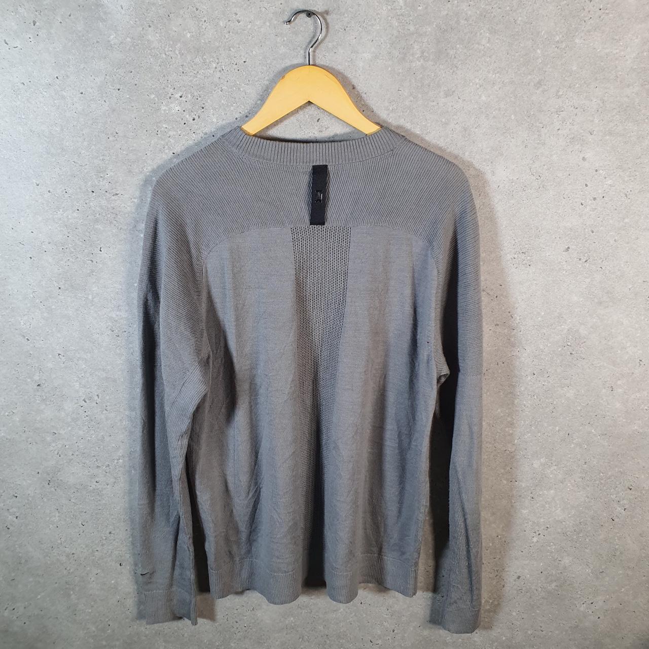 Vintage Nike Knit Wool Club Sweatshirt Mens Large Grey Swoosh Y2K Pullover Logo