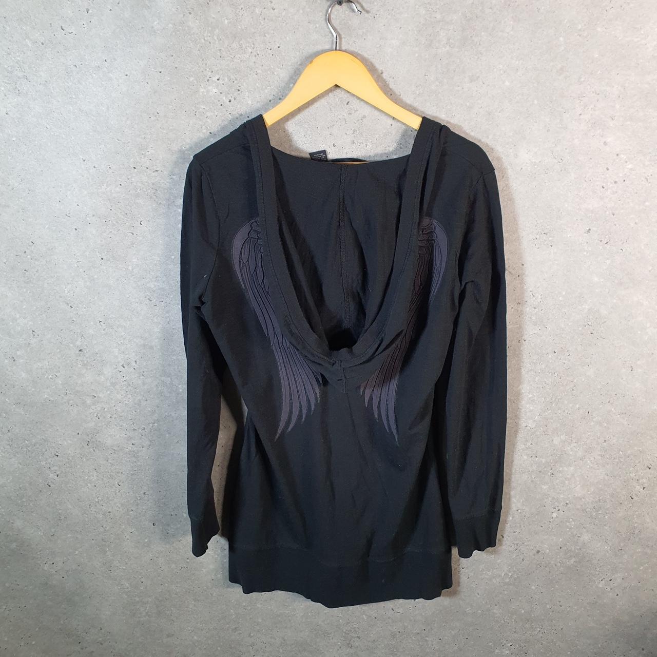 Vintage Harley Davidson Angel Wings Hoodie Womens Medium Black Full Zip USA