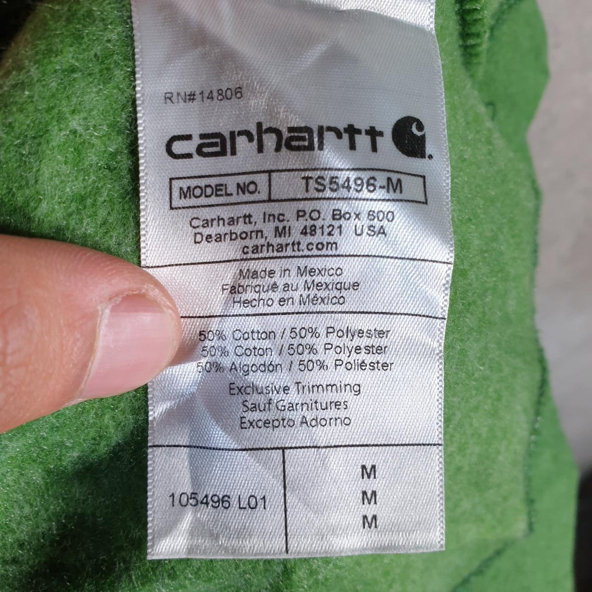 Vintage Carhartt Hoodie Men’s Medium Green Pullover Blank USA Loose Fit