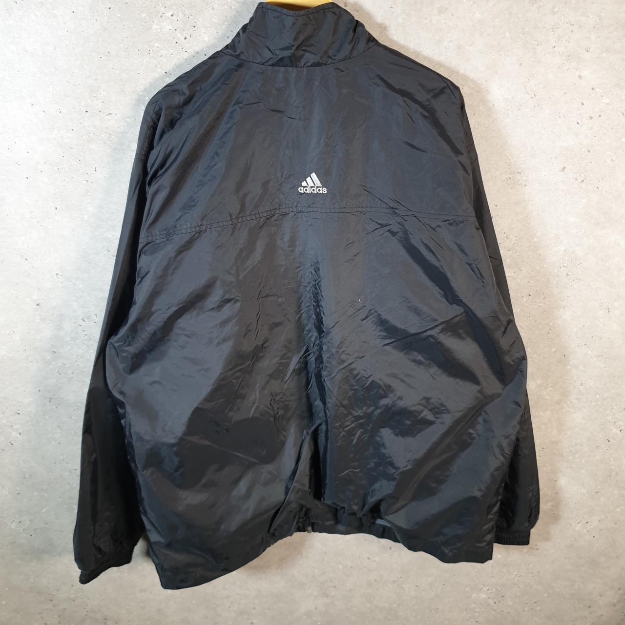 Vintage Adidas 90s Windbreaker Track Jacket Mens XL Black USA Three Stripes Full Zip