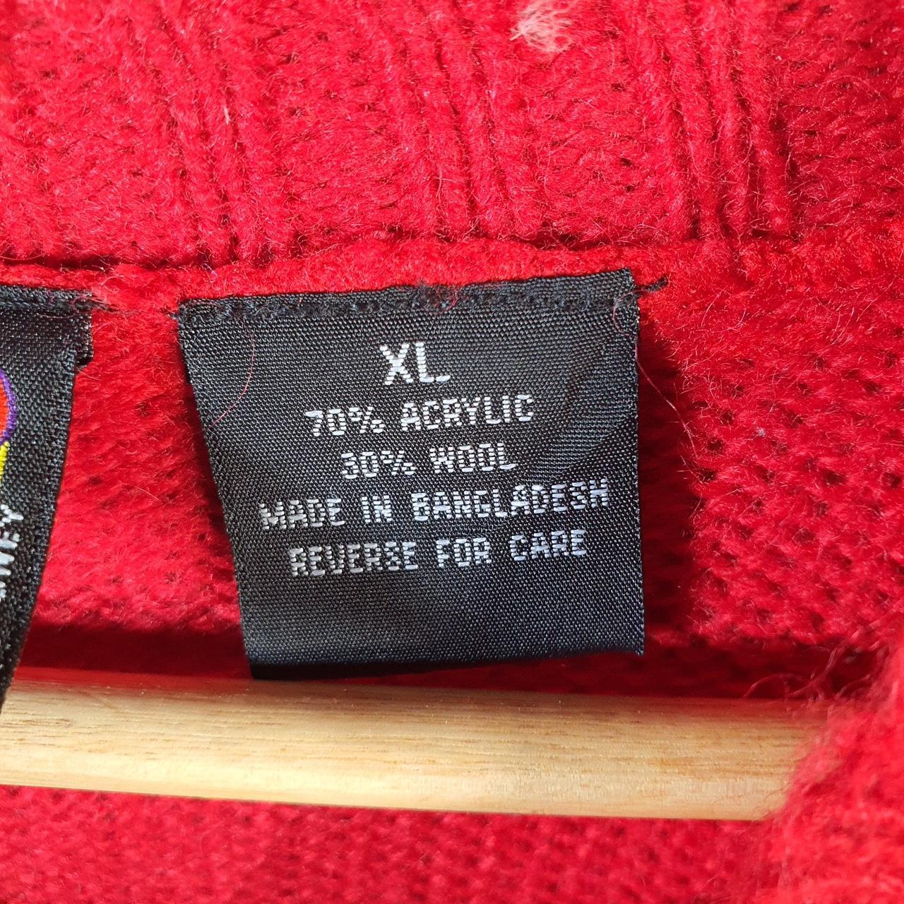 Vintage Walter Disney World Mickey Mouse Knit Sweatshirt Womens XL Red Logo Winter