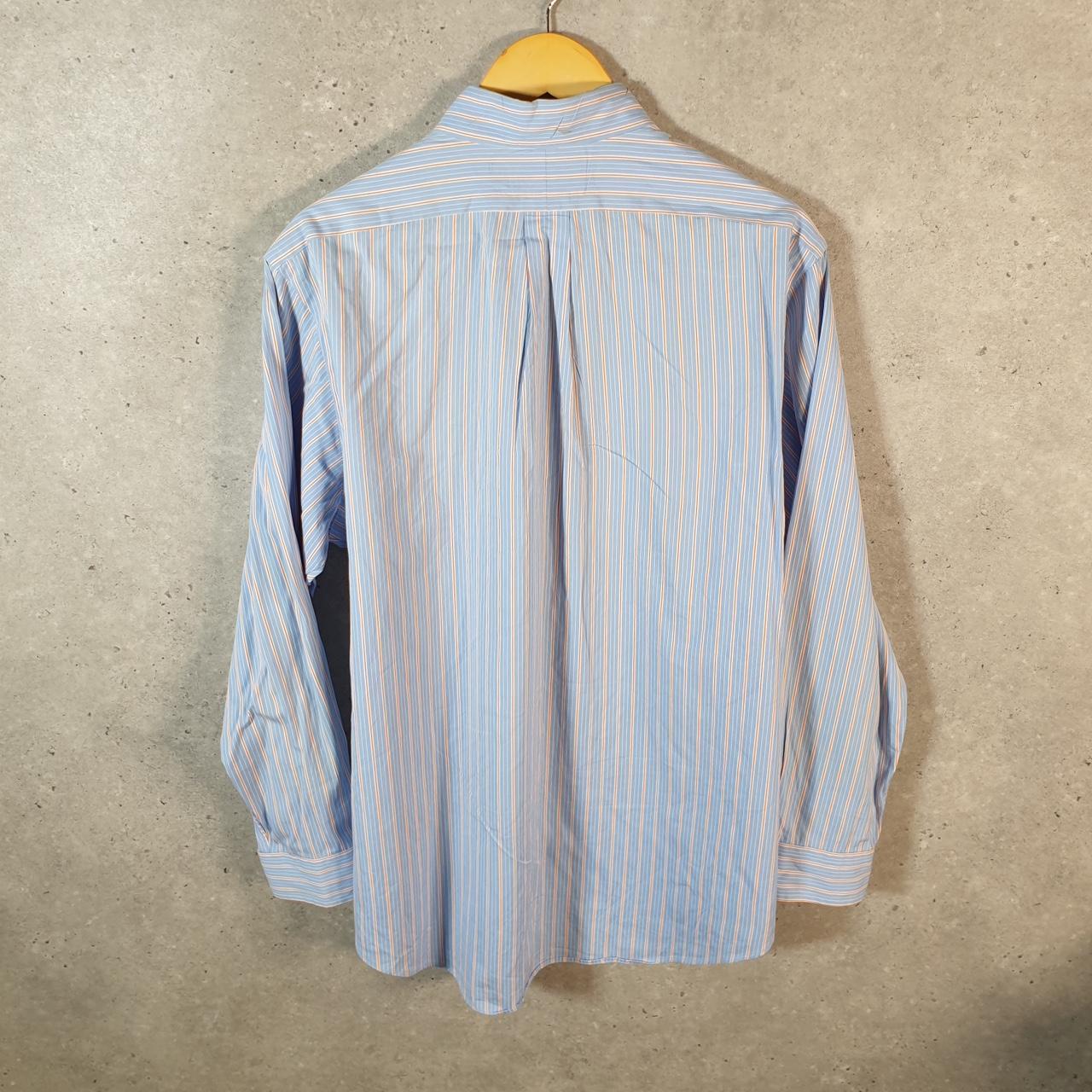 Vintage Ralph Lauren Button Down Shirt Men’s Large Blue Custom Fit Striped Pony