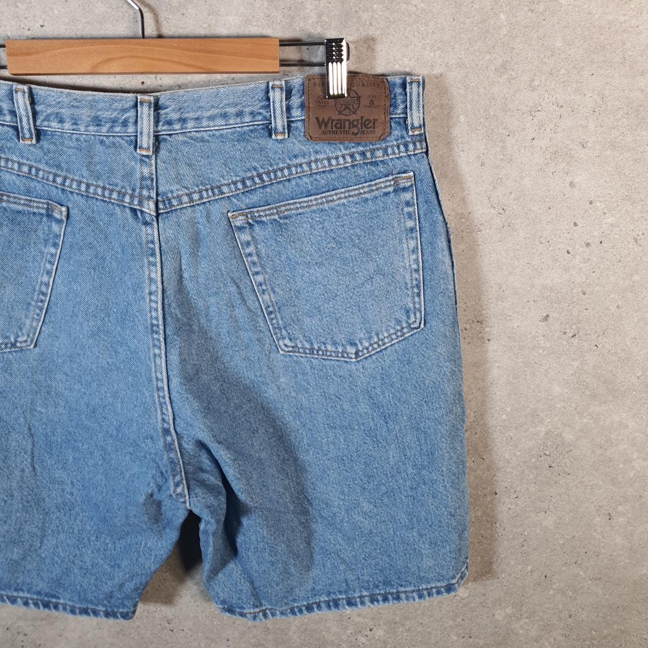 Vintage Wrangler Denim Shorts Jorts Cargo Men’s W36 Relaxed Blue Baggy Cotton