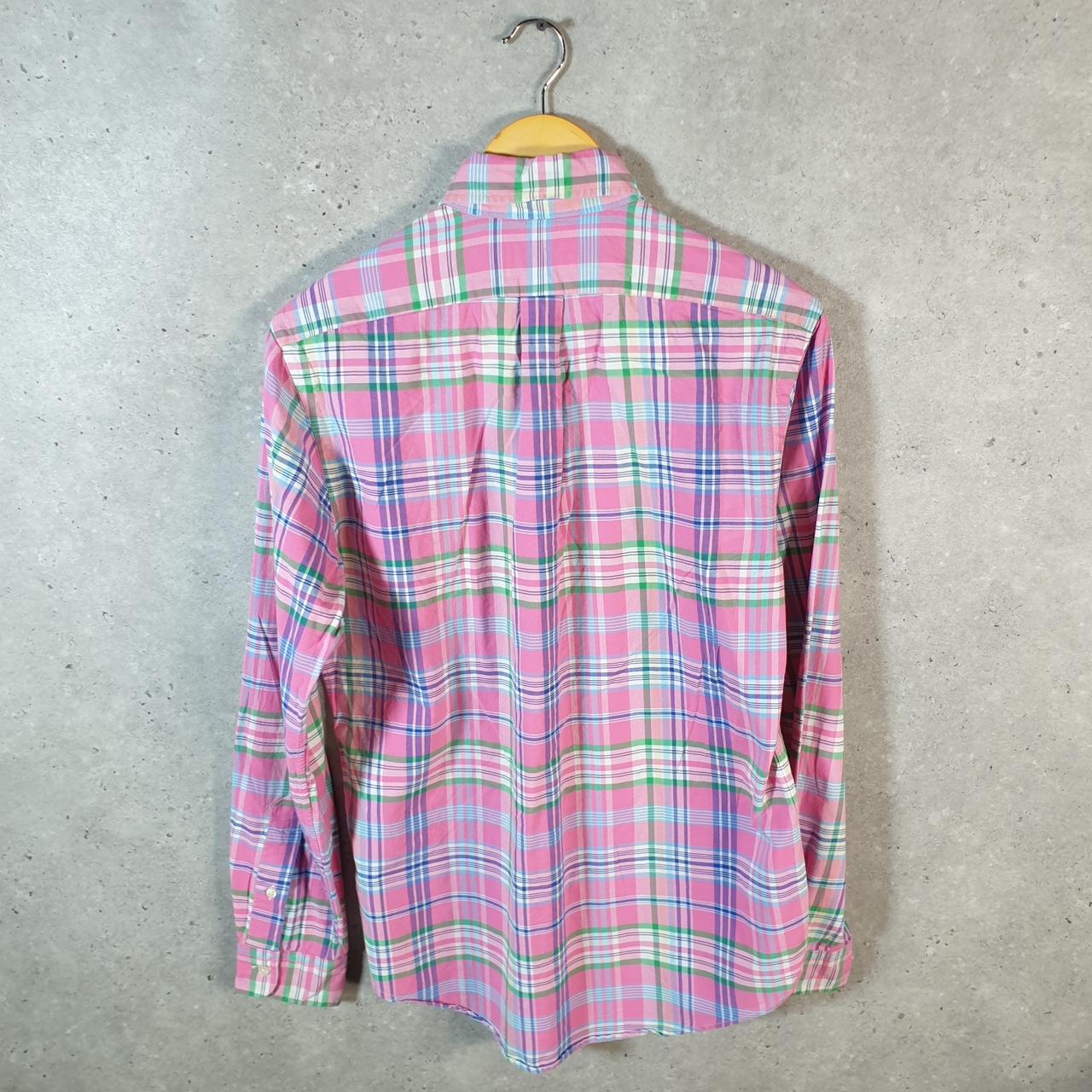 Vintage Ralph Lauren Button Down Shirt Men’s Small Pink Classic Fit Checkered Pony