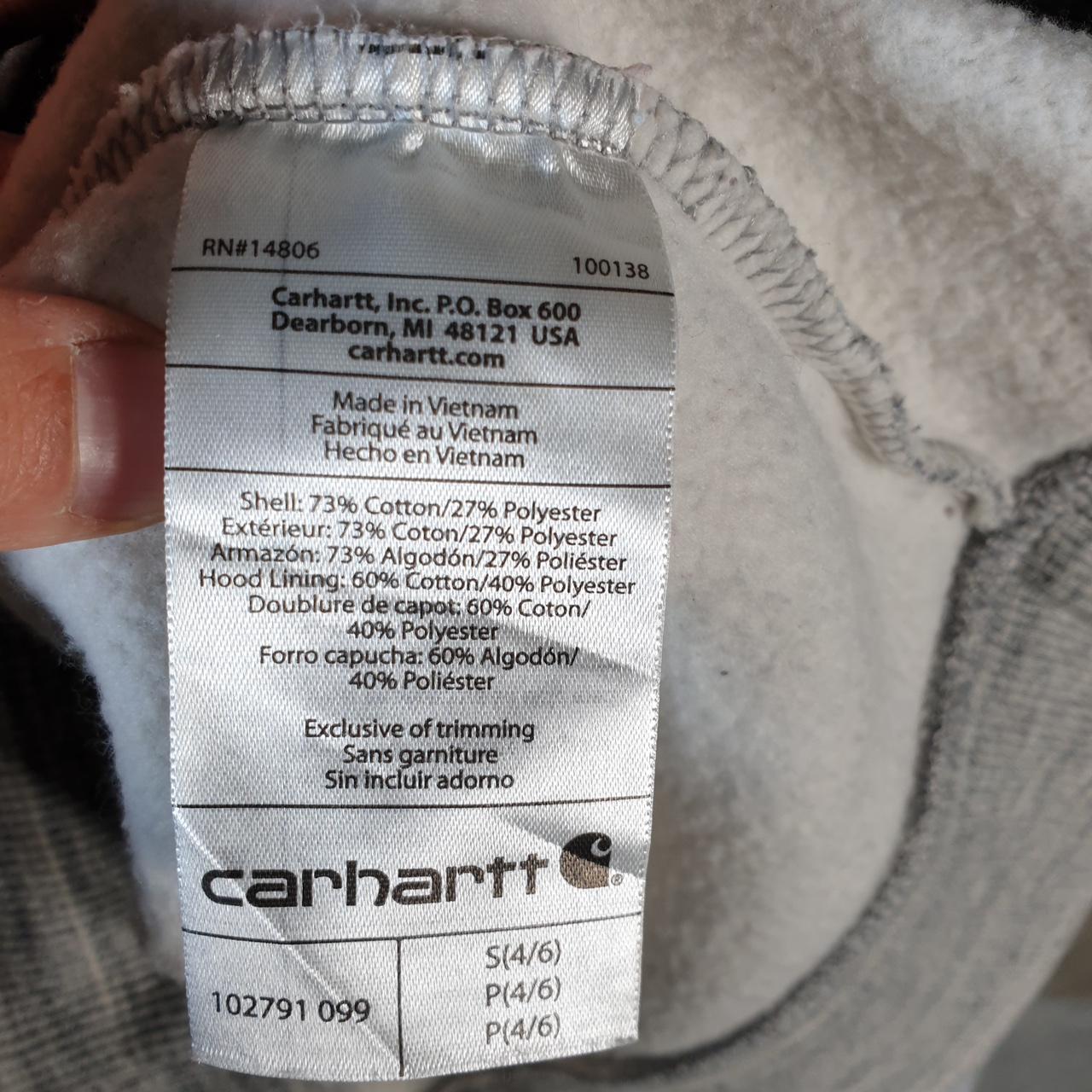 Vintage Carhartt Hoodie Womens Small Grey Pullover Blank Sweatshirt USA Relaxed Fit