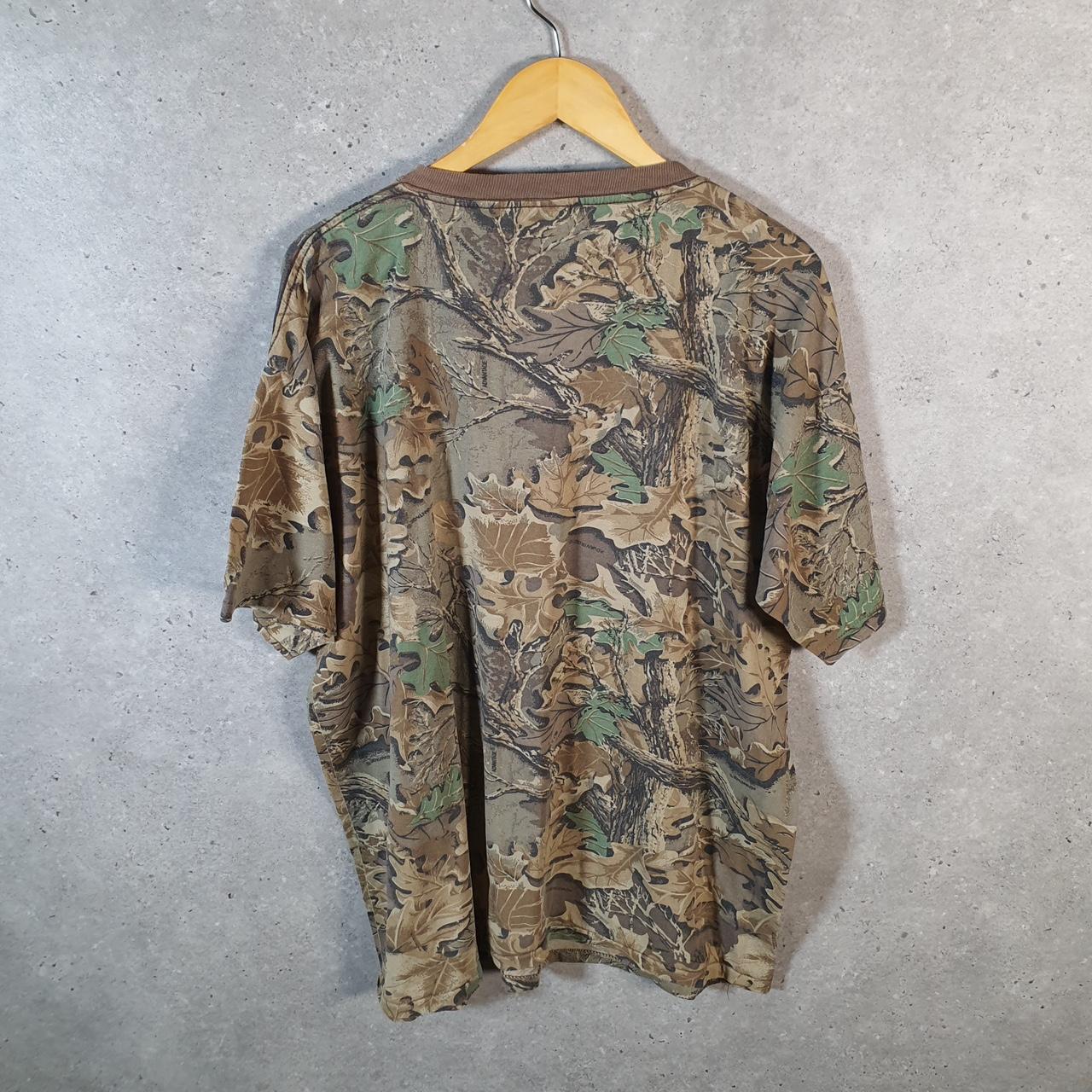 Vintage Ace Sportswear RealTree Camoflauge T Shirt Mens 2XL Camo Short Sleeve