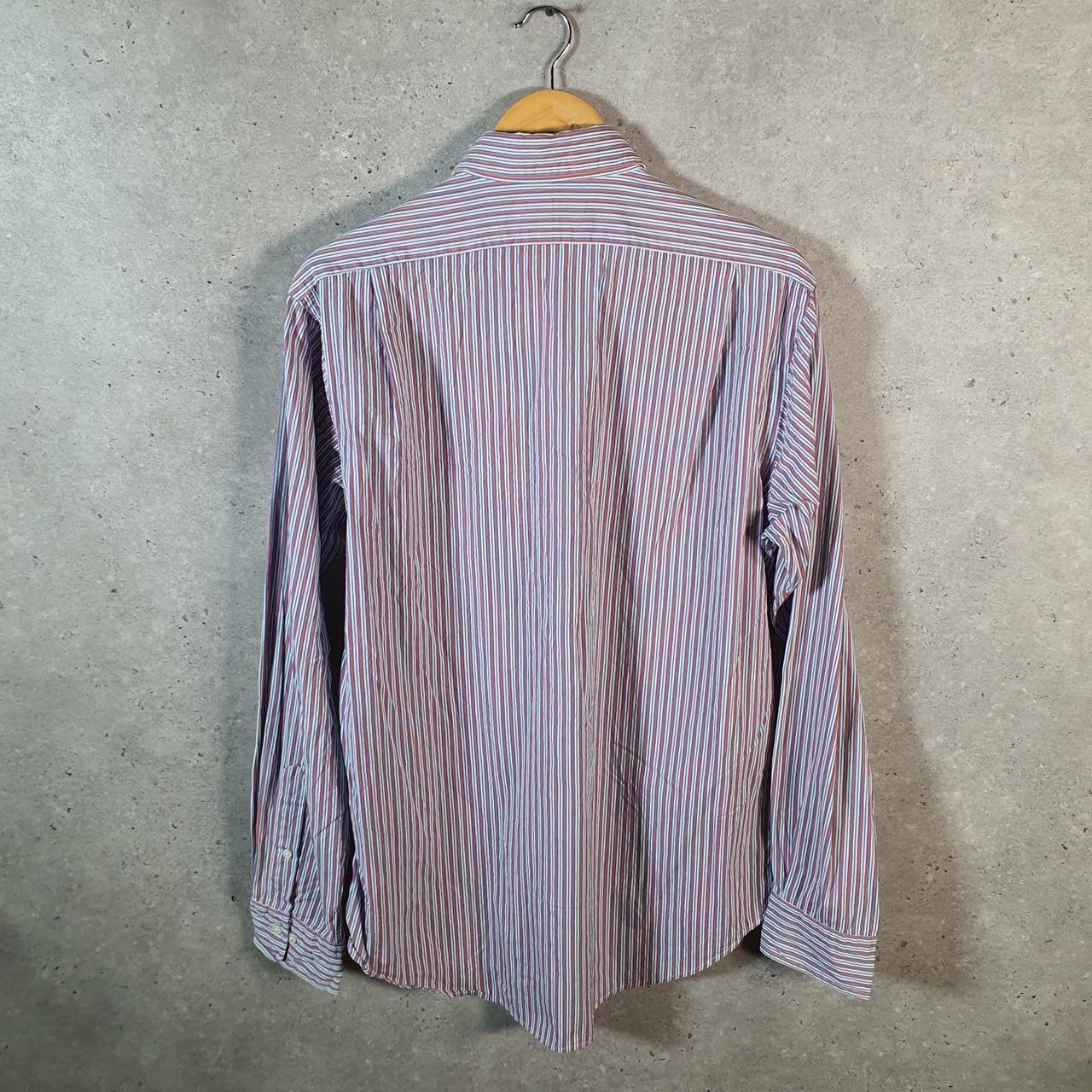 Vintage Ralph Lauren Button Down Shirt Men’s Large Blue Striped Curham Custom Fit C8479