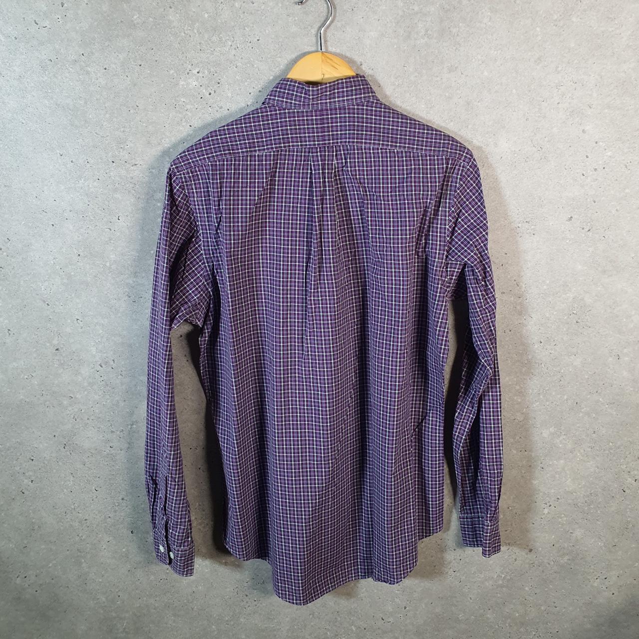 Vintage Ralph Lauren Button Down Shirt Men’s Medium Purple Checkered Custom Fit Cotton Pocket Big Fish Vintage