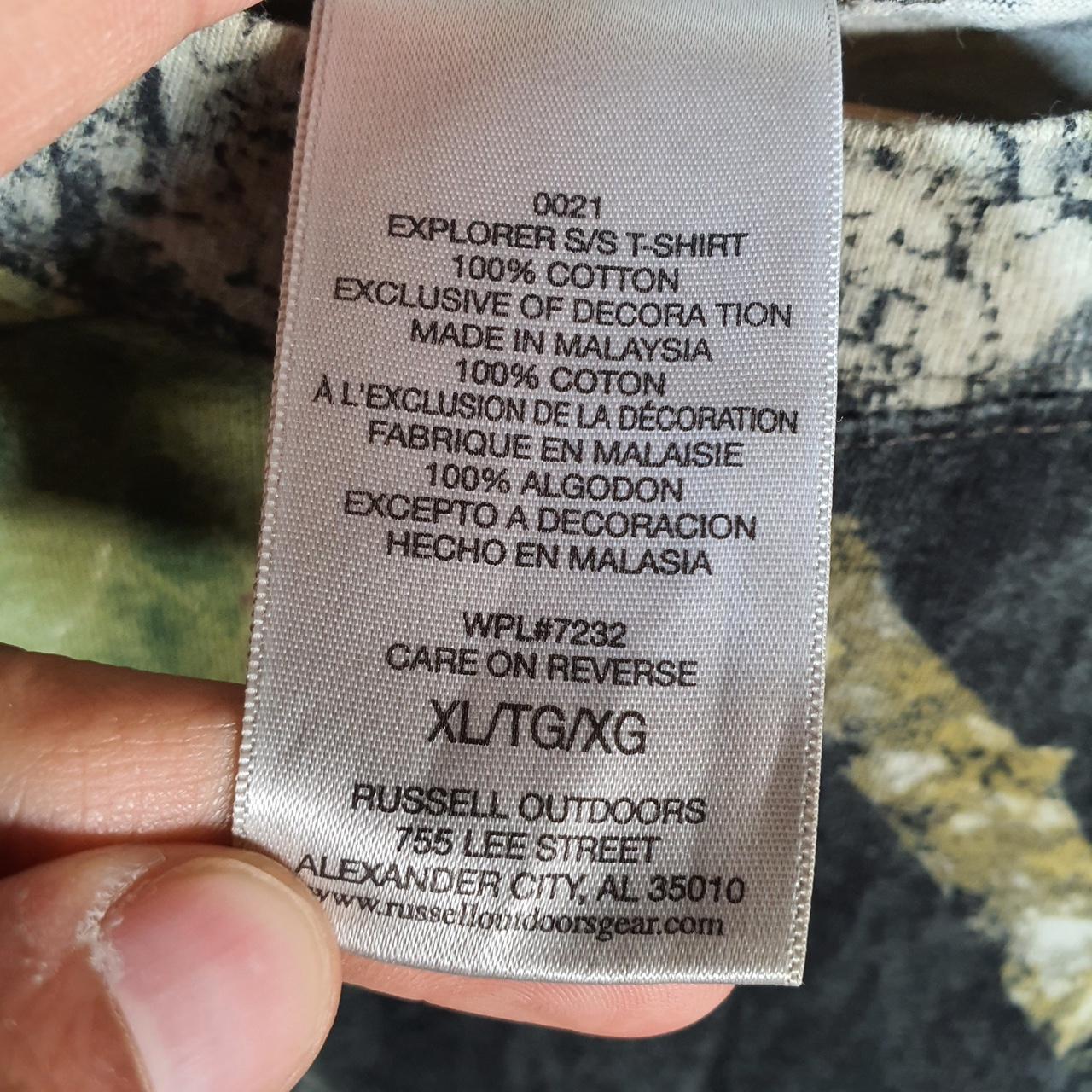 Vintage Russell Outdoors RealTree Camoflauge T Shirt Men’s XL Green Camo Short Sleeve