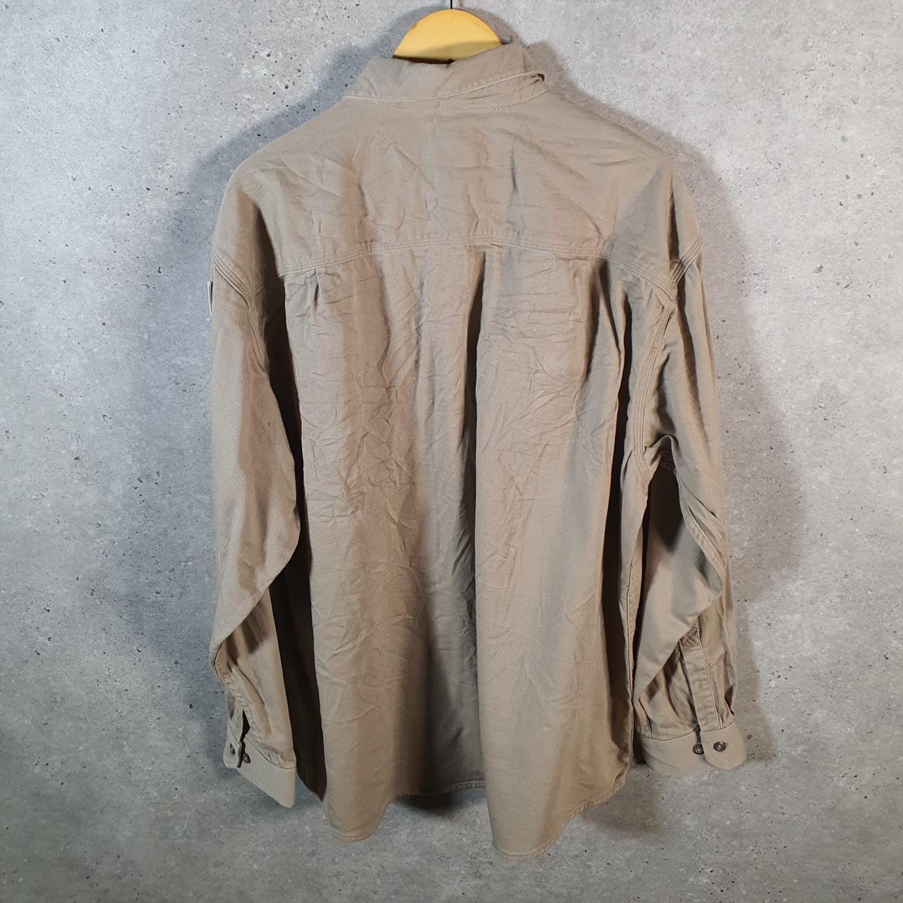 Vintage Carhartt FR Shirt Button Down Mens XL Brown Long Sleeve Chore Utility Relaxed