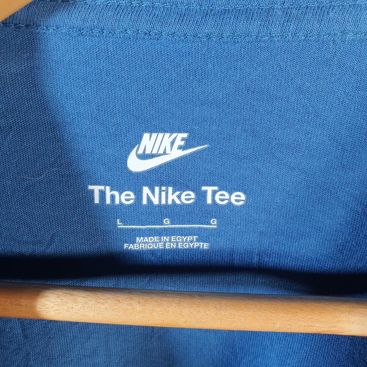 Vintage Nike T Shirt Men’s Large Blue Embroidered Single Swoosh Logo Athletic Big Fish Vintage
