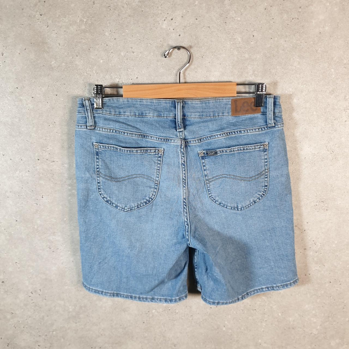 Vintage Lee Baggy Shorts Jorts Cargo Womens W32 Blue Relaxed Denim