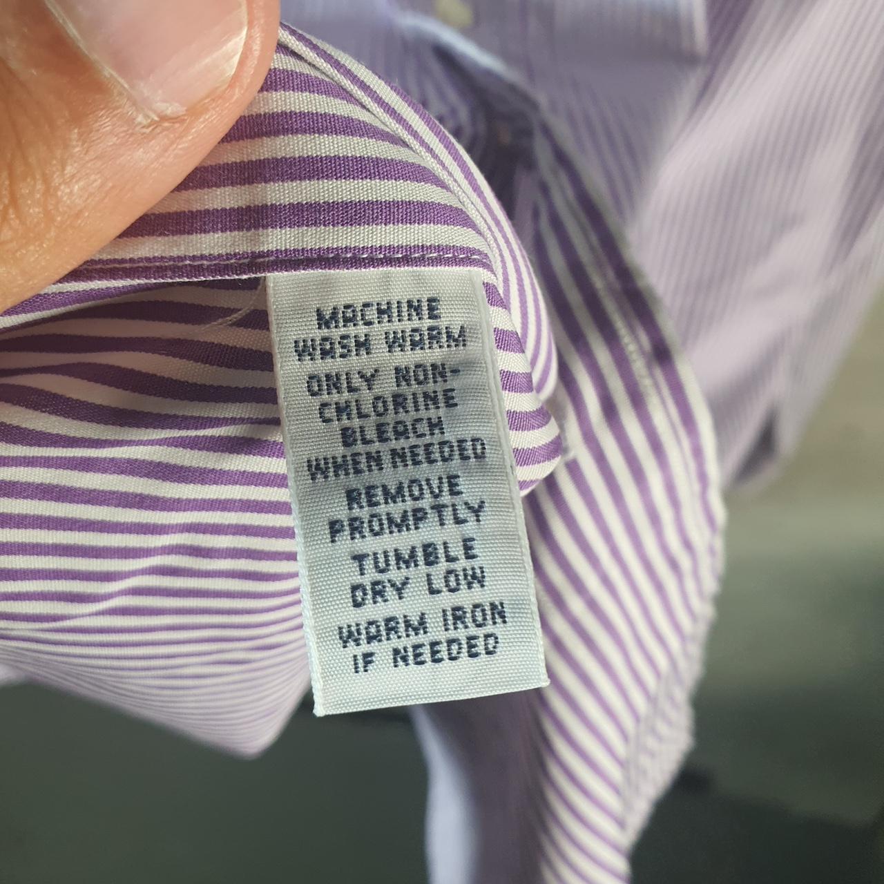 Vintage Ralph Lauren Button Down Shirt Men’s XL Purple Striped Custom Fit Cotton Pony