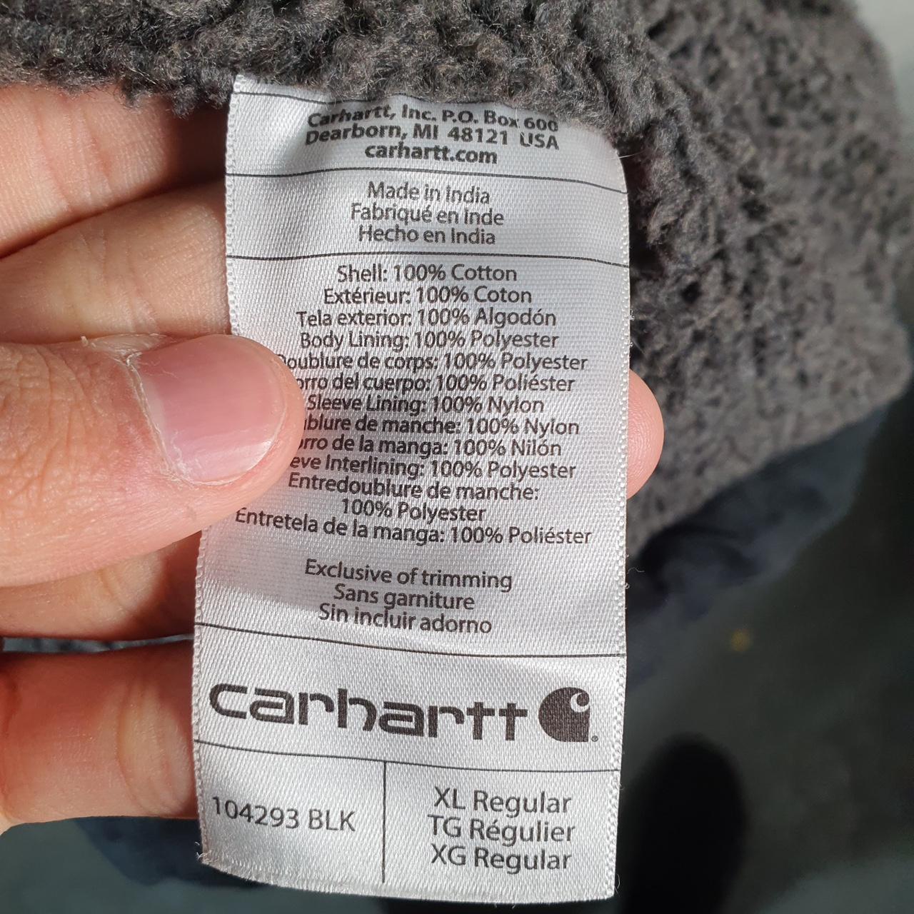 Vintage Carhartt Washed Duck Sherpa Lined Jacket Men’s XL Black Workwear Canvas USA G2107