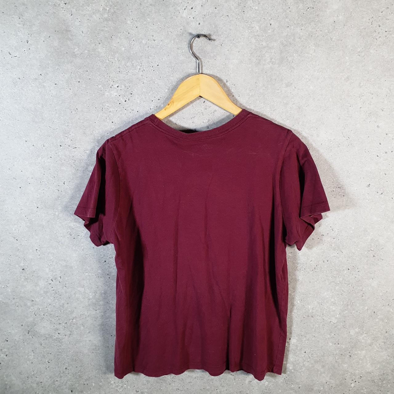 Vintage Stussy Spellout Printed Printed T Shirt Men’s Small Burgundy Red Graphic Short Sleeve Big Fish Vintage