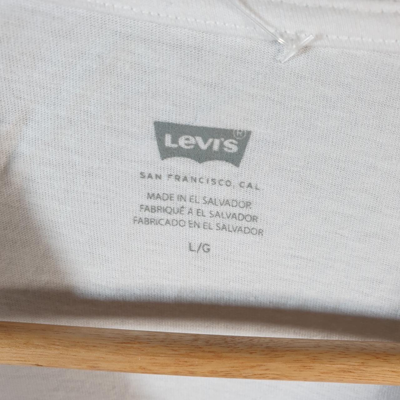 Vintage Levis Spellout T Shirt Mens Large White Logo Athletic Slim Fit