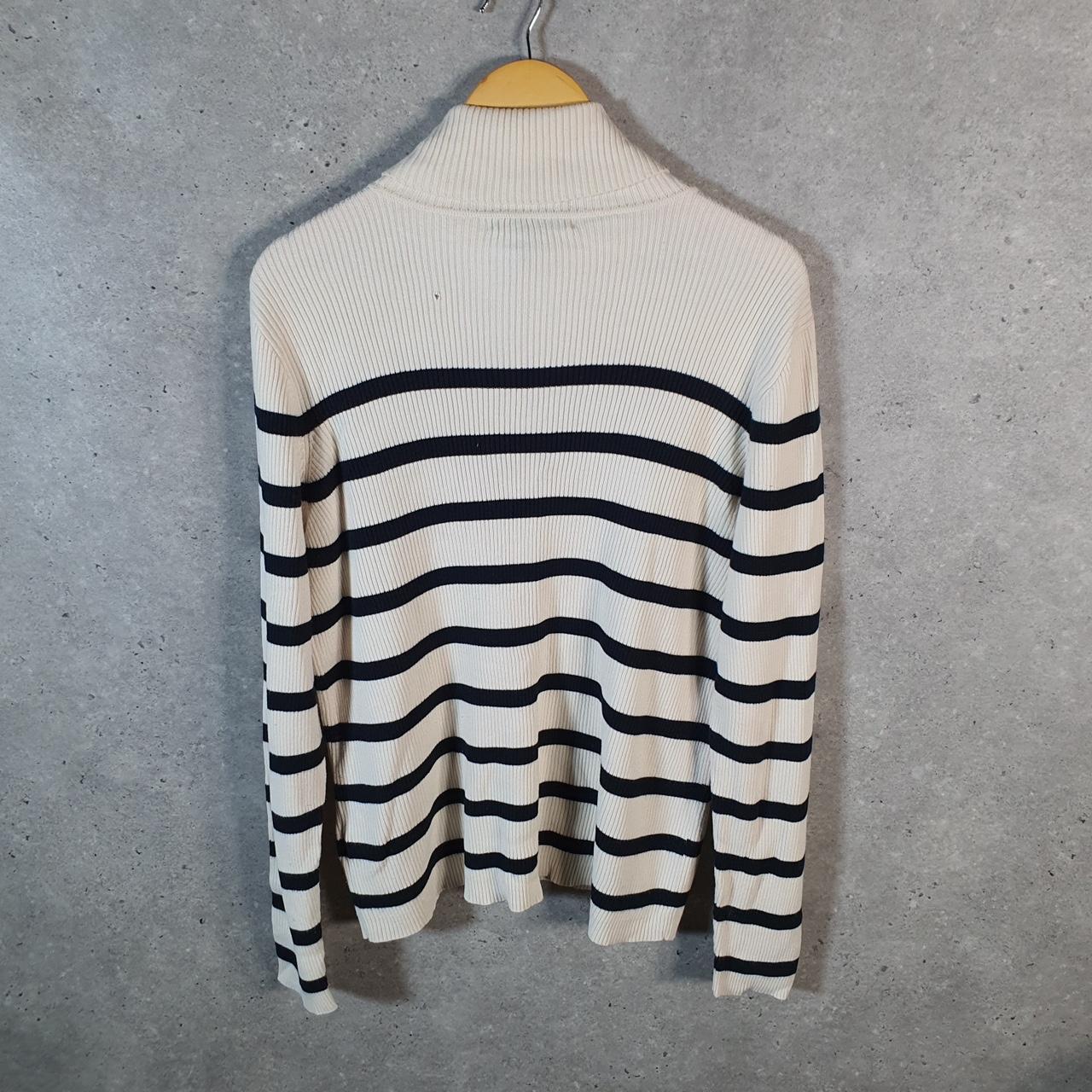 Vintage Ralph Lauren Polo Knit Sweater Womens XL Beige Striped Cotton Pullover