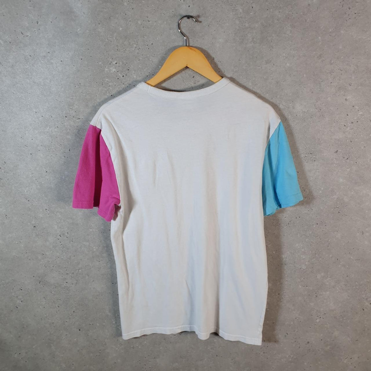 Vintage Champion Embroidered Colour Block T Shirt Men’s Small White American USA Athletic