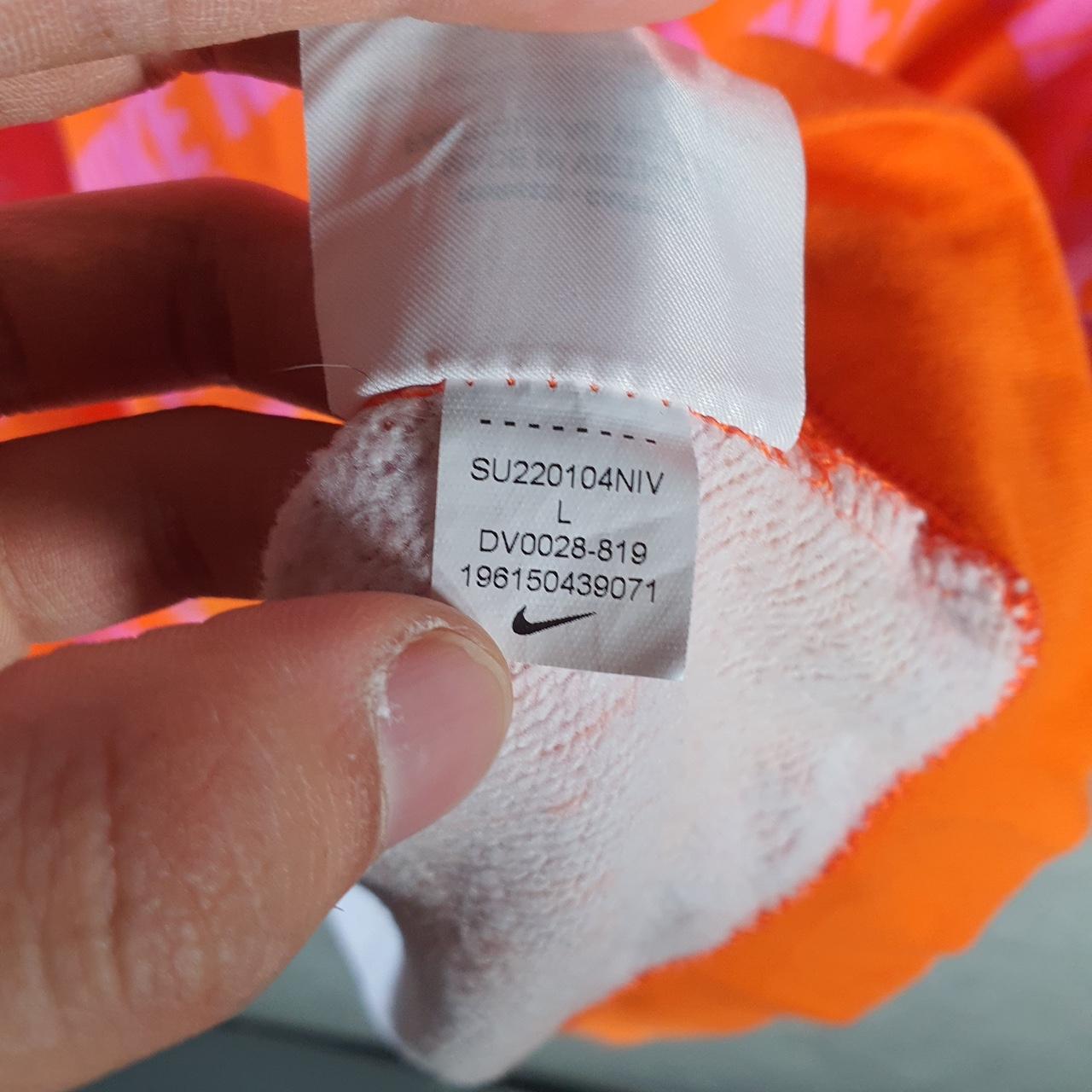 Vintage Nike All Over Print AOP Hoodie Womens Large Pink Swoosh Y2K Pullover Logo