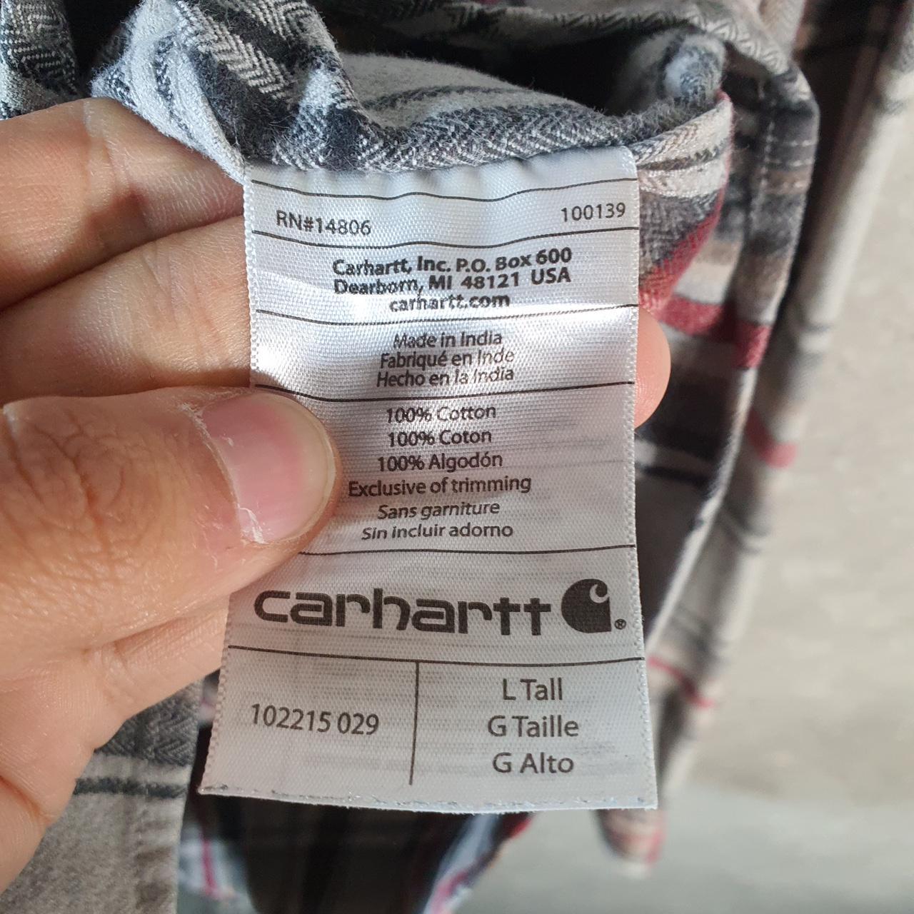 Vintage Carhartt Shirt Button Down Mens Large Grey Checkered Chore Utility Relaxed - Big Fish Vintage