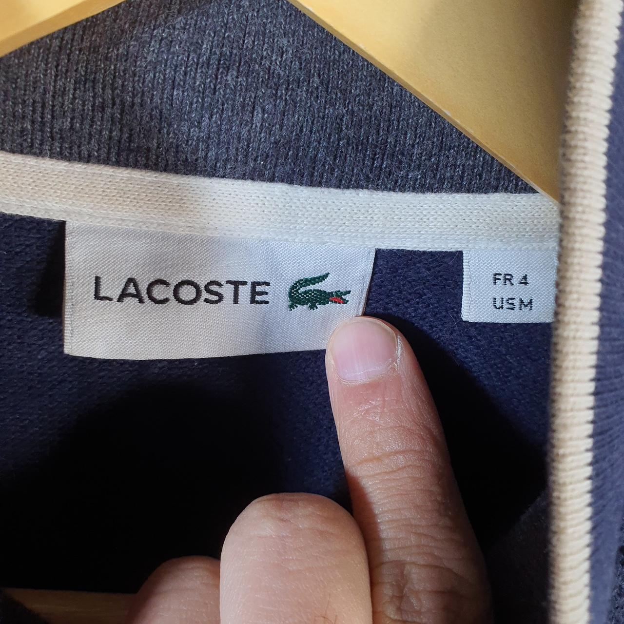 Vintage Lacoste Knit Sweater Mens Medium Navy Blue Full Zip Y2K Jumper Logo