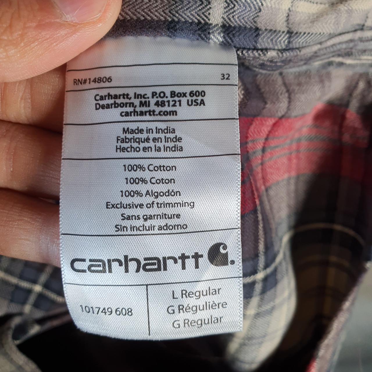 Vintage Carhartt Shirt Button Down Mens L Red Long Sleeve Utility Original Fit