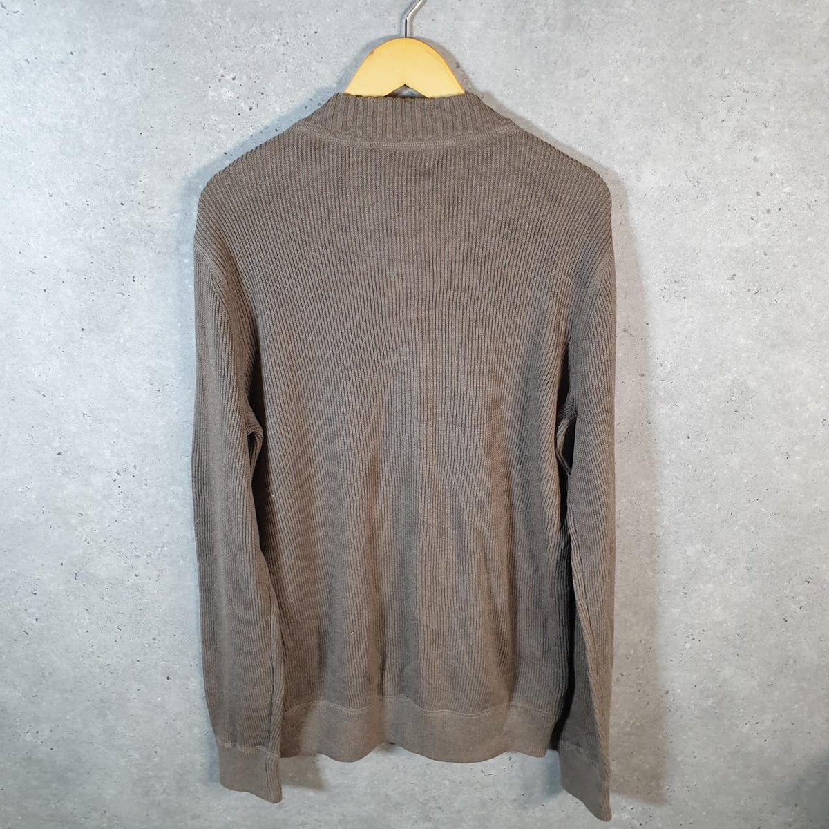 Vintage Eddie Bauer Knit Sweater Men’s Large Beige Y2K Pullover Button Up