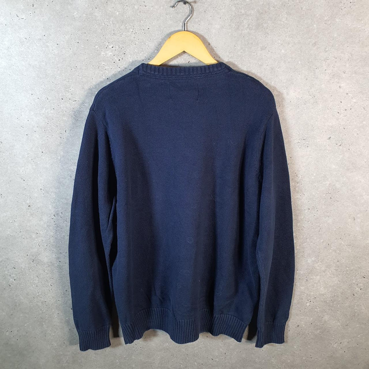 Vintage Eddie Bauer Knit Sweater Men’s Large Navy Blue Y2K Pullover