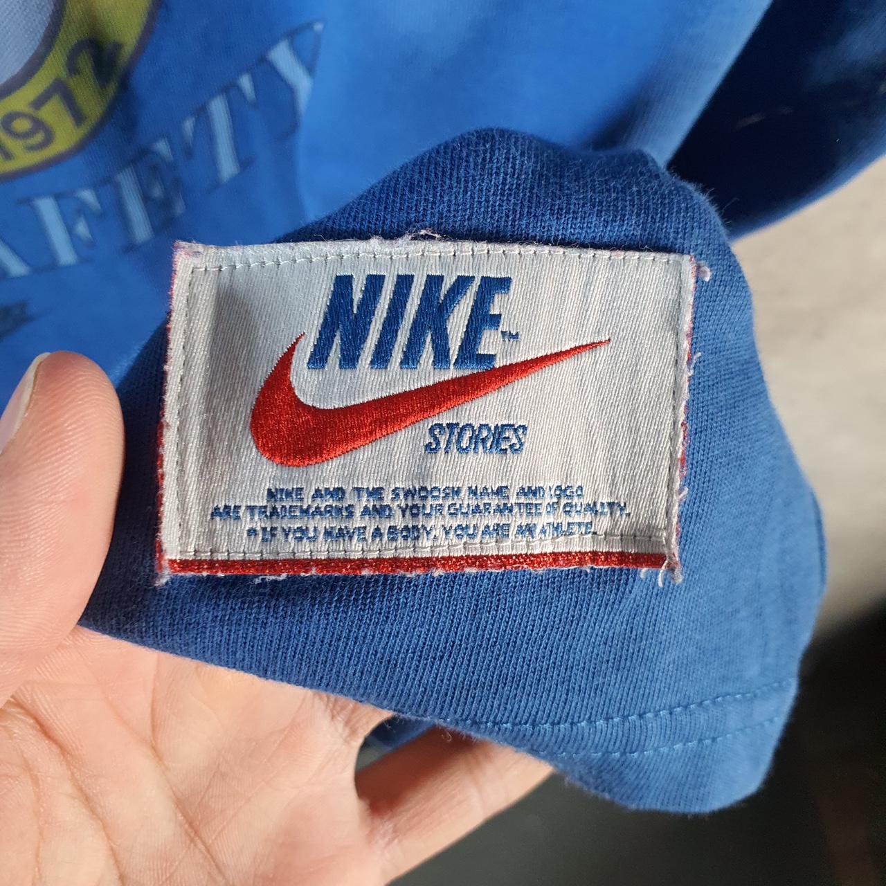 Vintage Nike Retro Badges T Shirt Men’s 2XL Blue Logo Swoosh Athletic