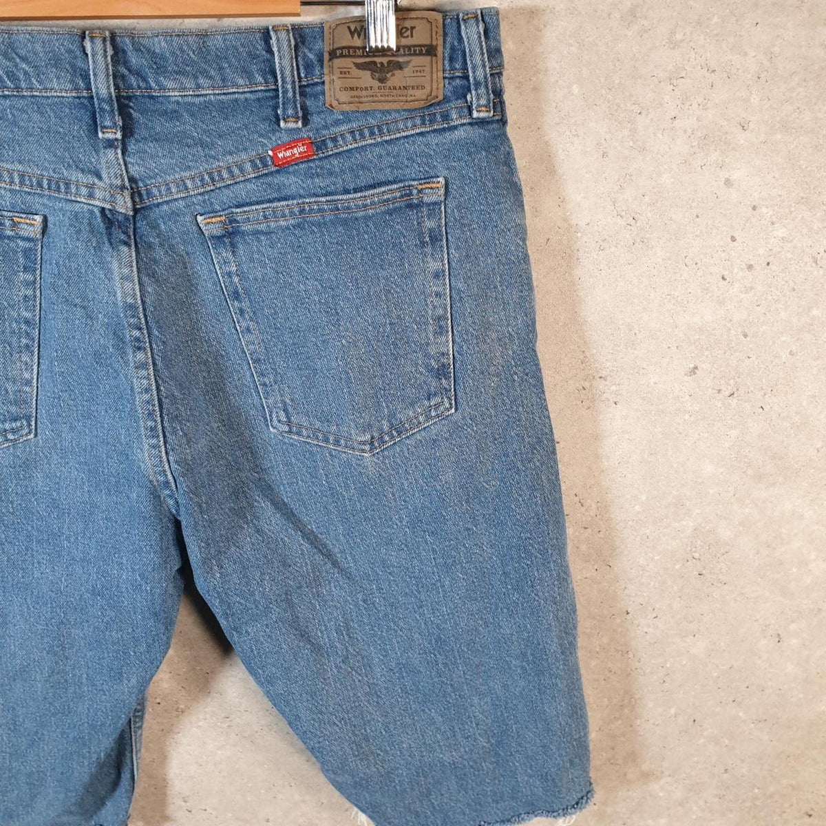 Vintage Wrangler Denim Shorts Jorts Cargo Men’s W36 Blue Baggy Cotton