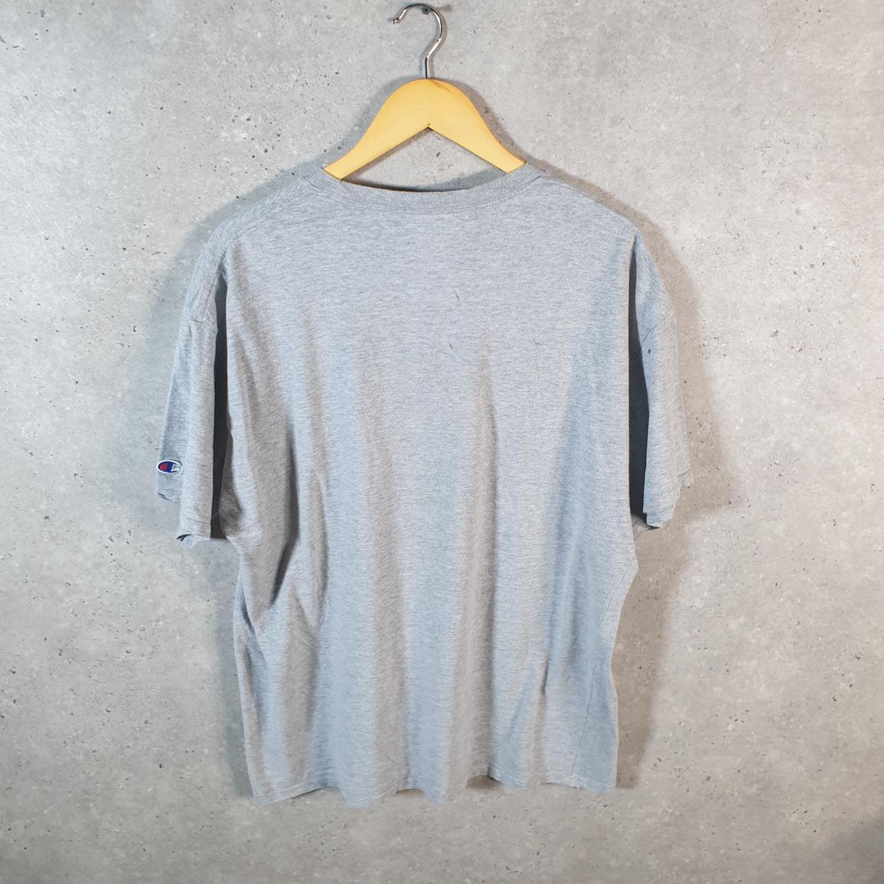 Vintage Champion Embroidered Spellout T Shirt Men’s XL Grey USA Athletic