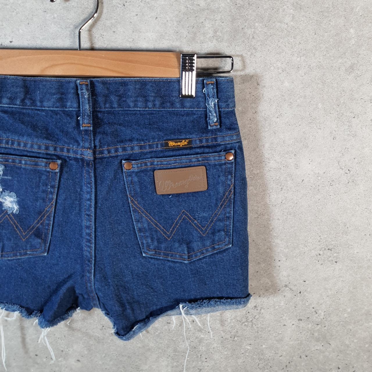 Vintage Wrangler Cut Off Baggy Shorts Jorts Cargo Womens W26 Blue Relaxed Denim