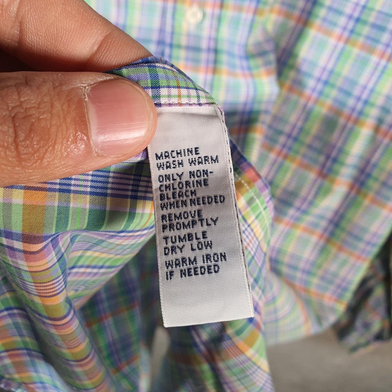 Vintage Ralph Lauren Button Down Shirt Men’s Large Blue Checkered Classic Fit Cotton Pony Big Fish Vintage