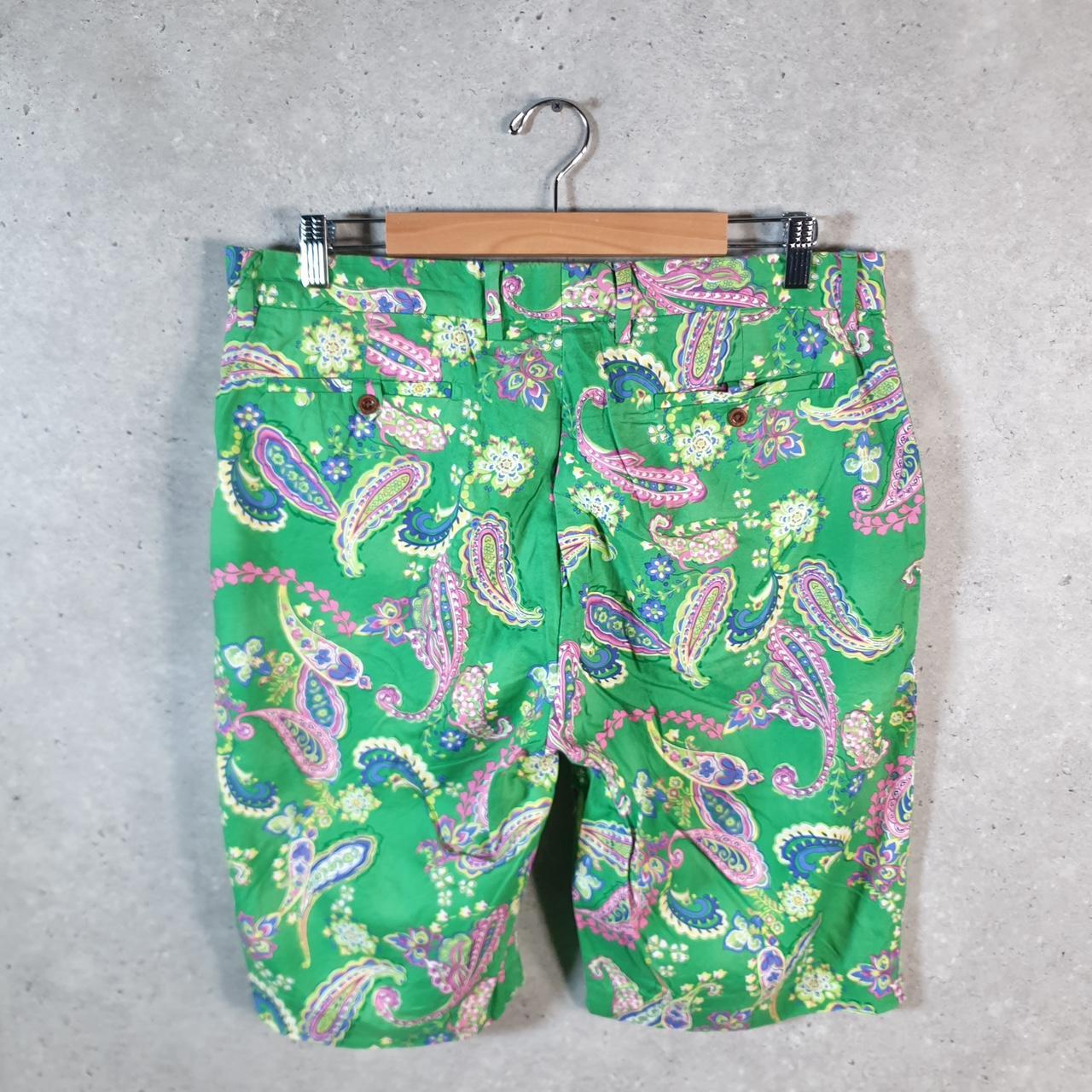 Vintage Ralph Lauren Paisley Polo Shorts Jorts Chino Cargo Men’s W34 Green Baggy Cotton A4358