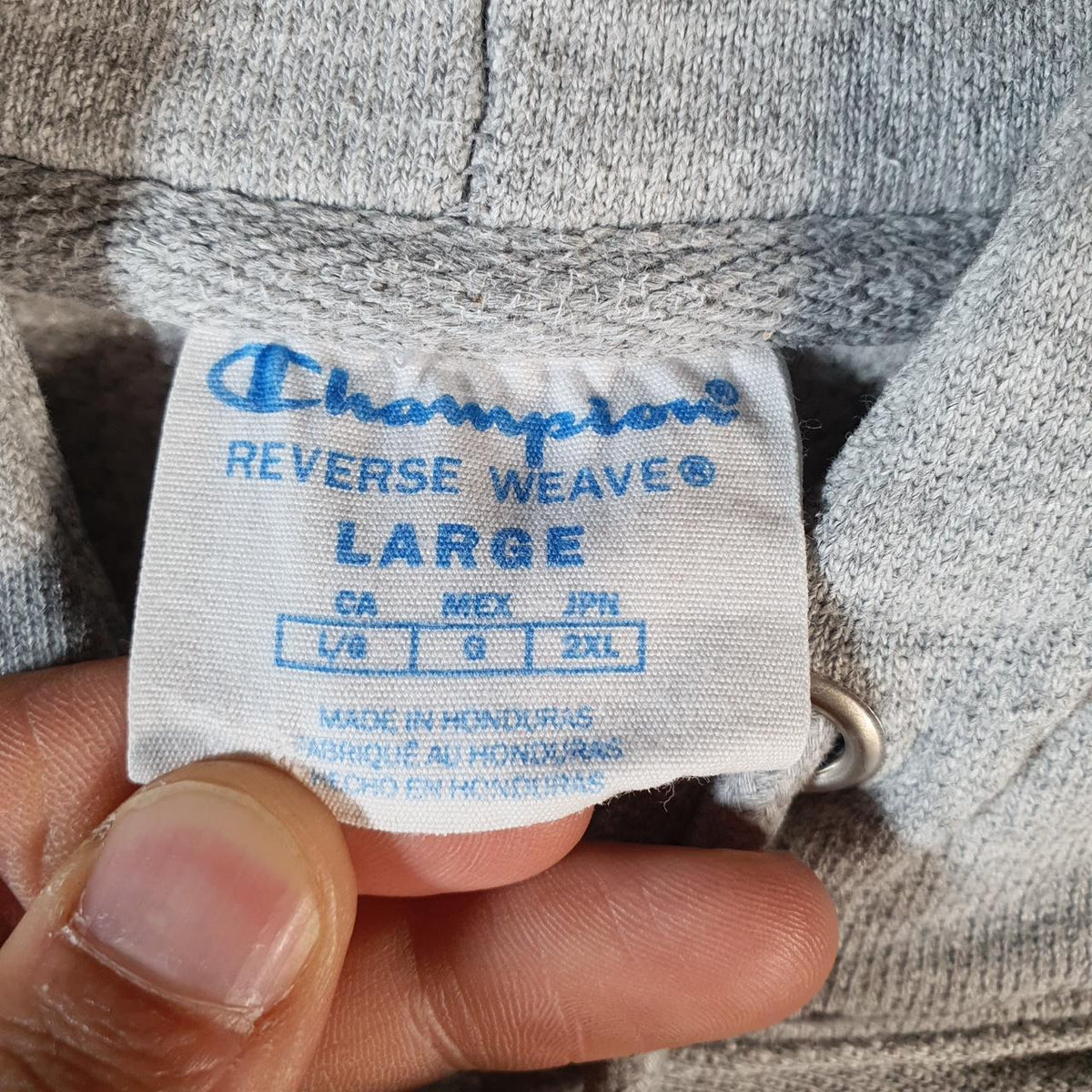 Vintage Champion Reverse Weave Spellout Hoodie Womens Large Grey Pullover Embroidered