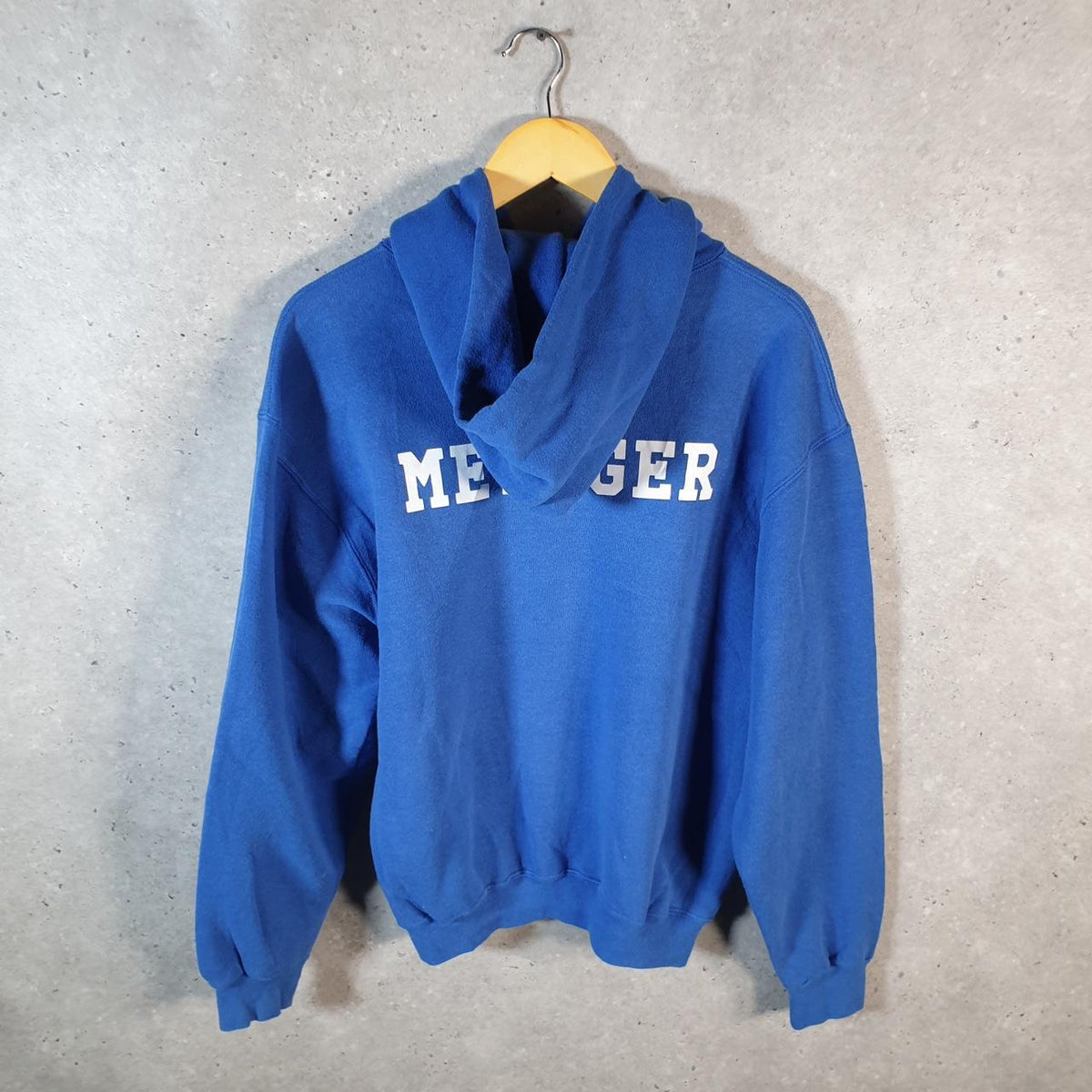 Vintage Russell Athletic Mava Metzger Hoodie Men’s Medium Blue Pullover Baggy