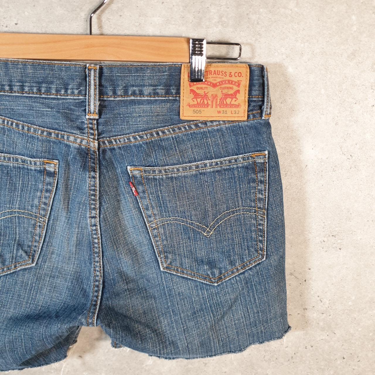 Vintage Levi’s 505 Cut Off Baggy Shorts Jorts Cargo Womens W31 Blue Relaxed Denim