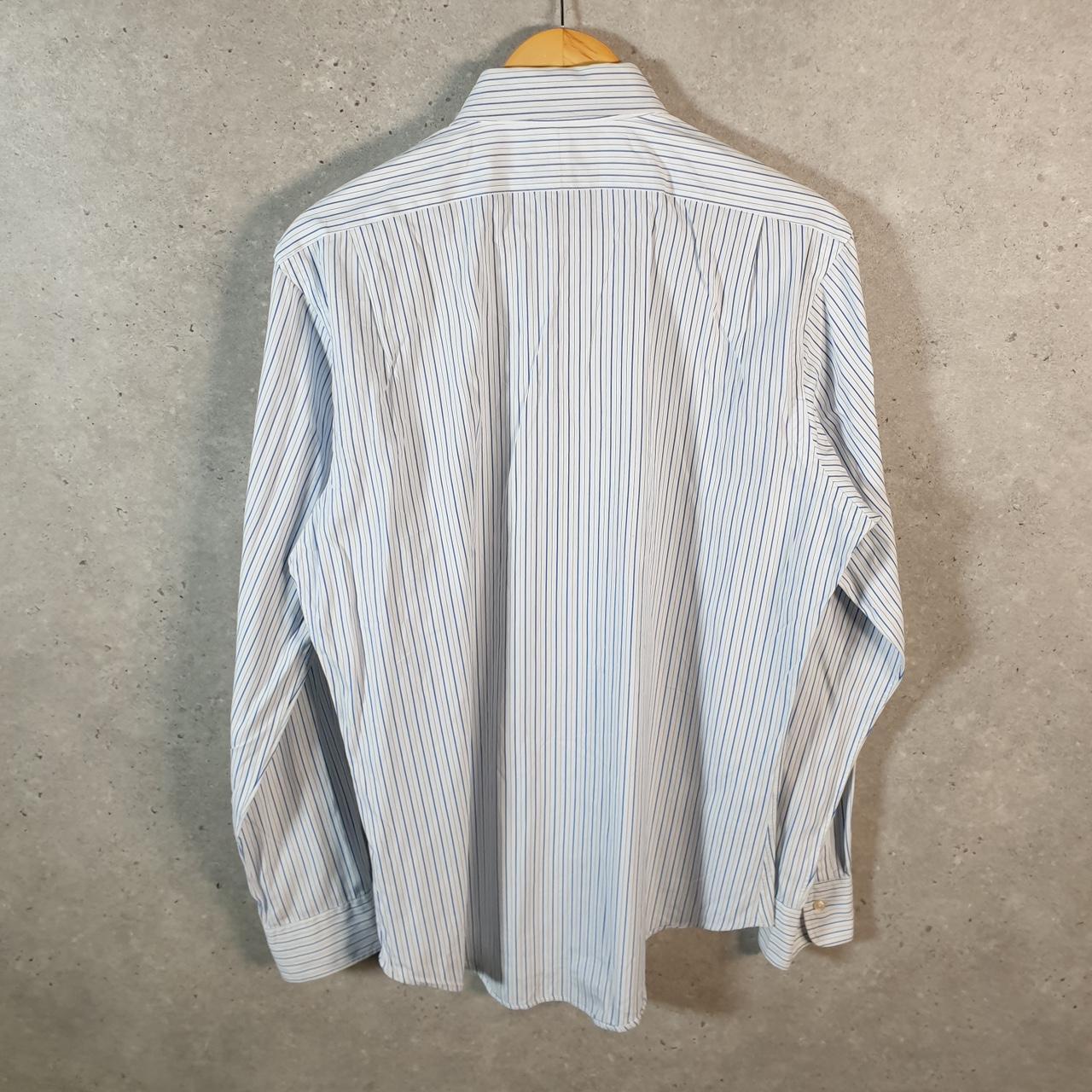 Vintage Ralph Lauren Button Down Shirt Men’s Medium Blue Striped Regent Custom Fit Cotton Big Fish Vintage