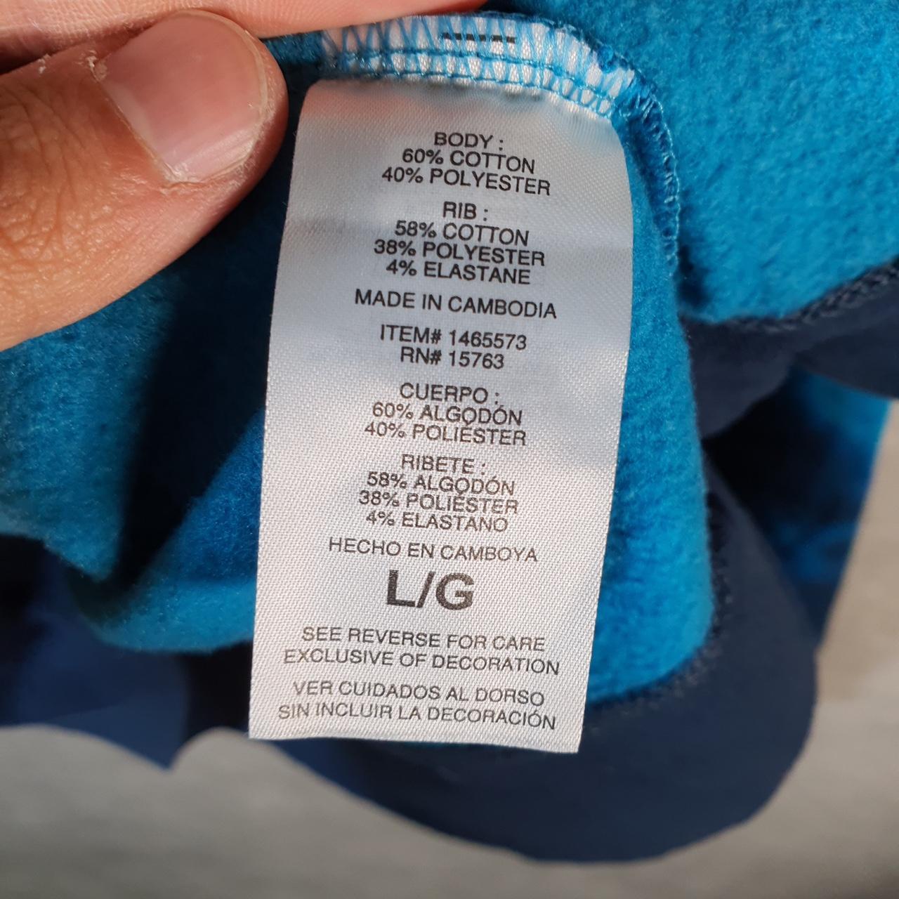 Vintage Champion Hoodie Womens Large Blue Tie Dye USA Pullover Spellout Logo