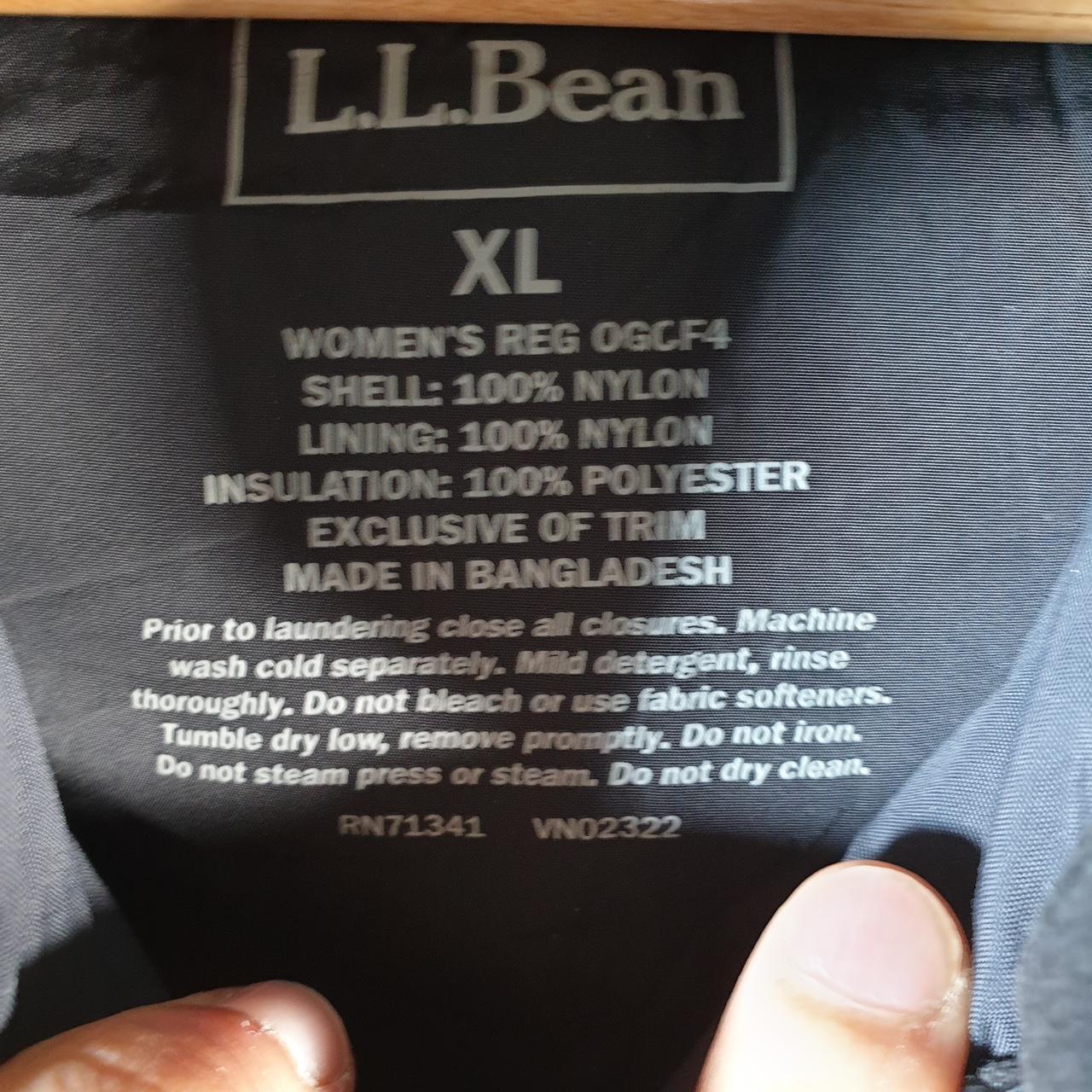 Vintage L.L. Bean Primaloft Nylon Jacket Womens XL Black Hooded Waterproof