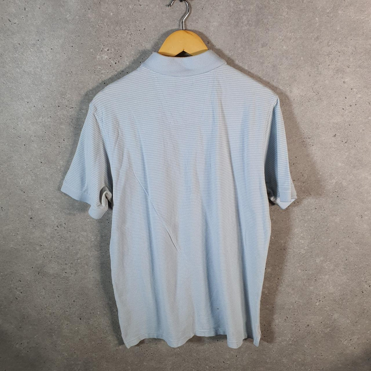 Vintage Nautica Polo Shirt Men’s Medium Striped Blue Regular Fit Embroidered Logo