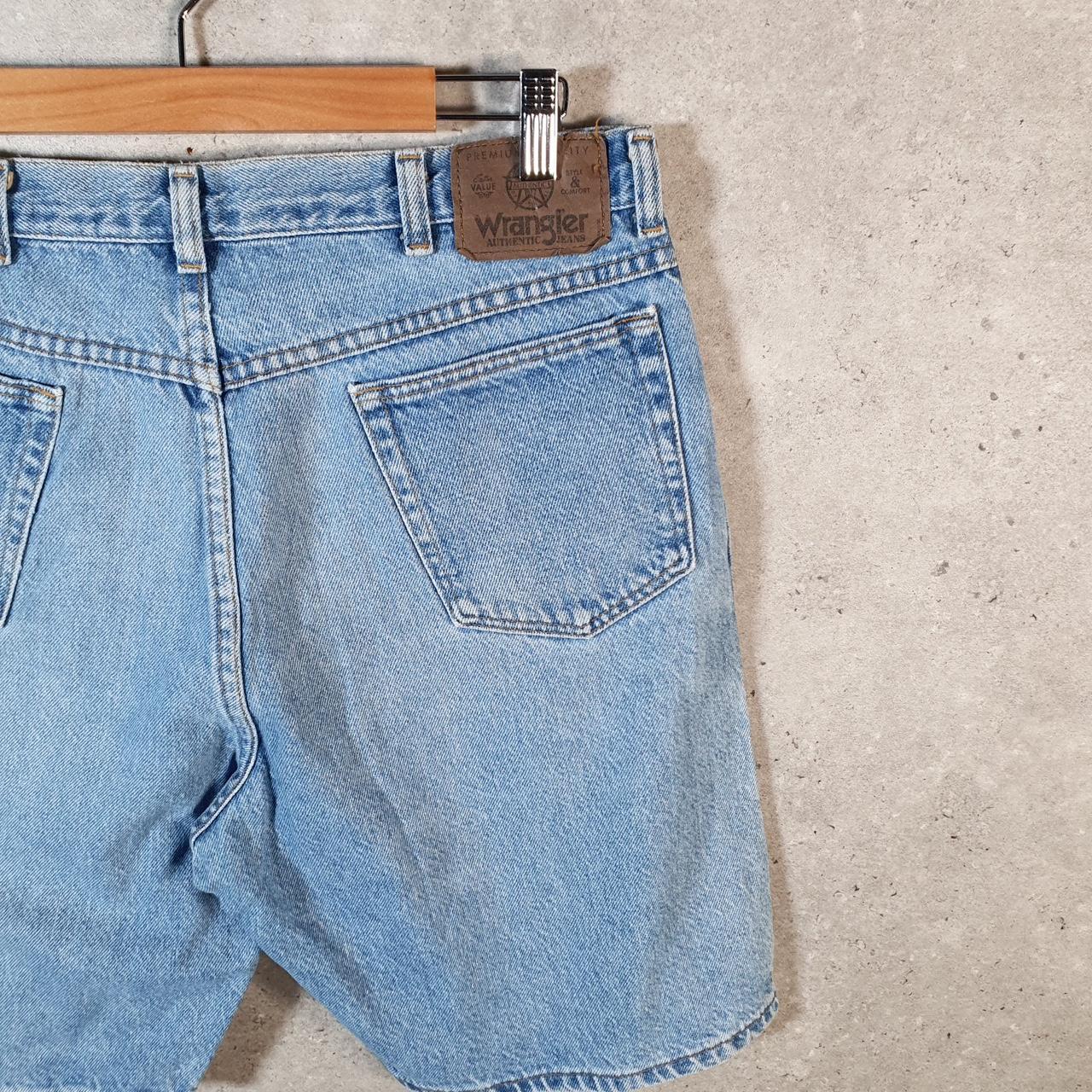 Vintage Wrangler Denim Shorts Jorts Cargo Men’s W32 Relaxed Blue Baggy Cotton